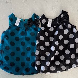 George Kids Polka Dot Tops - Teal and Black